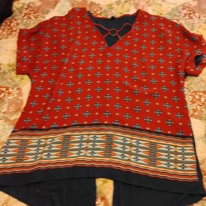 Red Patterned Women's Top